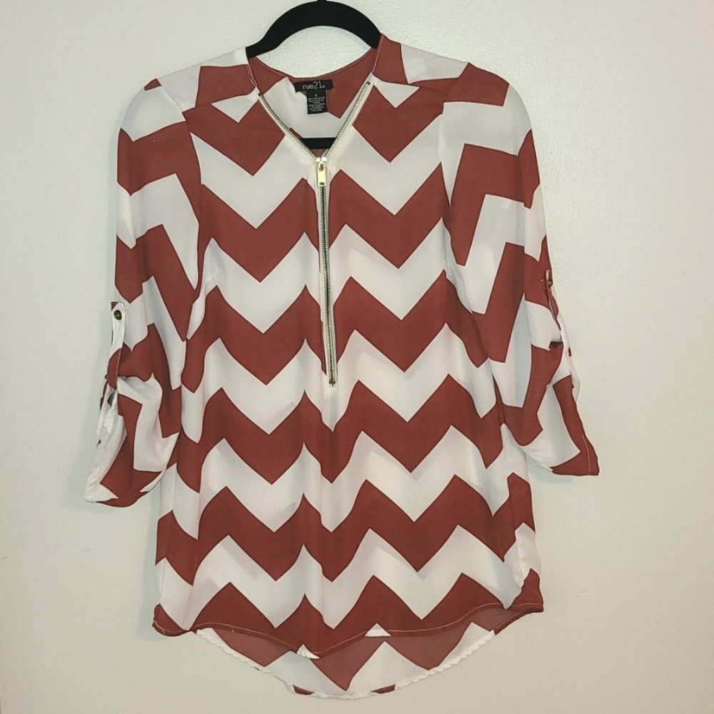 Pretty Zigzag Burgundy Blouse